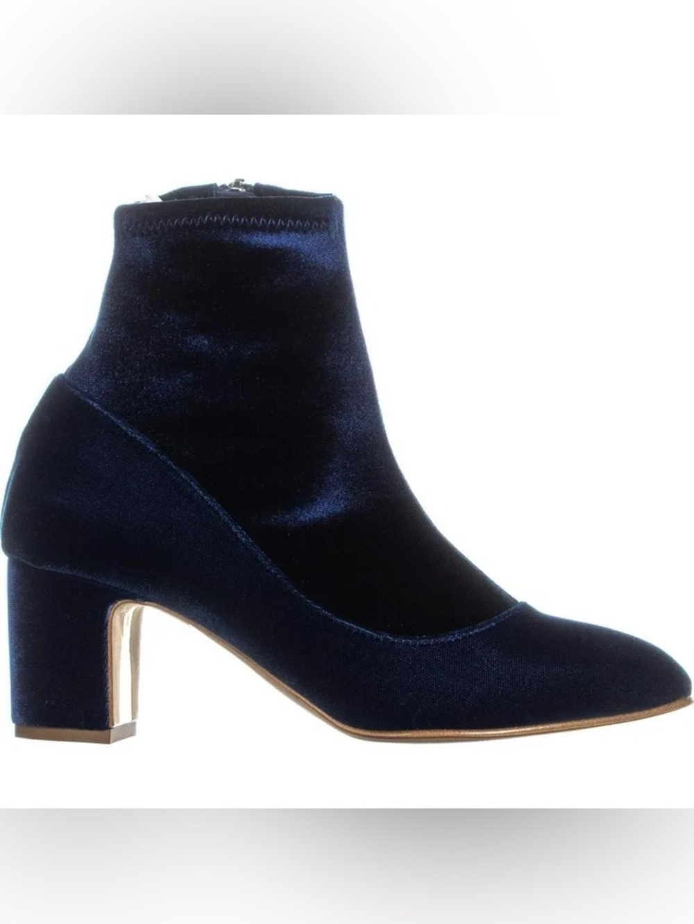 Rupert Sanderson fernie velvet stretch bluebonnet blue red zip up booties boots